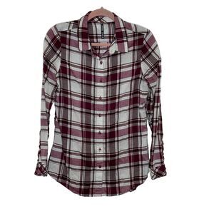 Kuhl Tercel Plaid Button-Down Shirt Size‎ M Burgundy Red Long Sleeve Casual Top